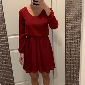 Francesca’s Red/burgundy long sleeve chiffon dress